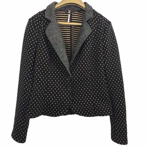 Free People Jackets & Blazers - Free People Polka Dot Crop Quilted Fitted Blazer
